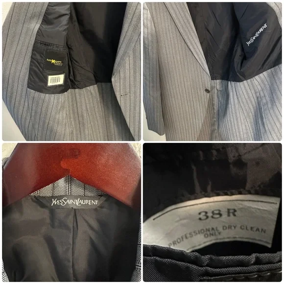 Vintage Yves Saint Laurent One Button Stripe Tailcoat Tuxedo Top 38 R - Picture 13 of 16